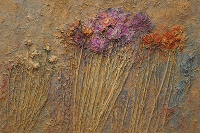 a painting of a bunch of flowers on a wall