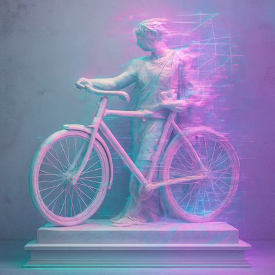 bicyle resting against a wall