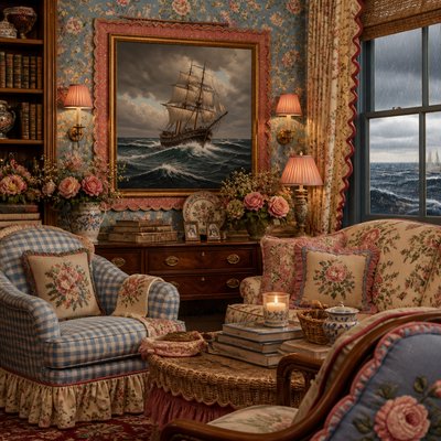 sailing ship on a stormy sea
