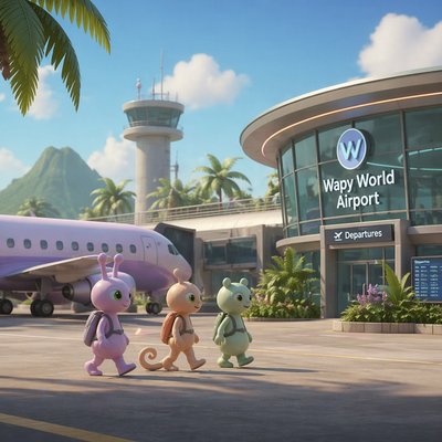 side view airport tropical background