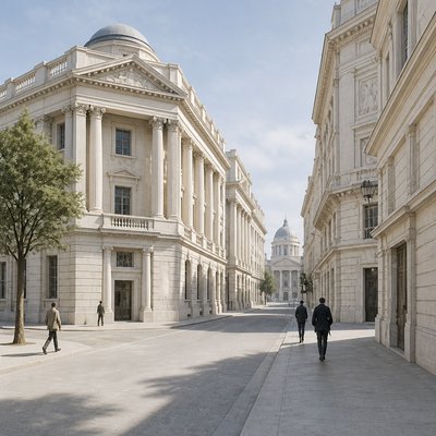 Neoclassical Architecture Style Transfer Example