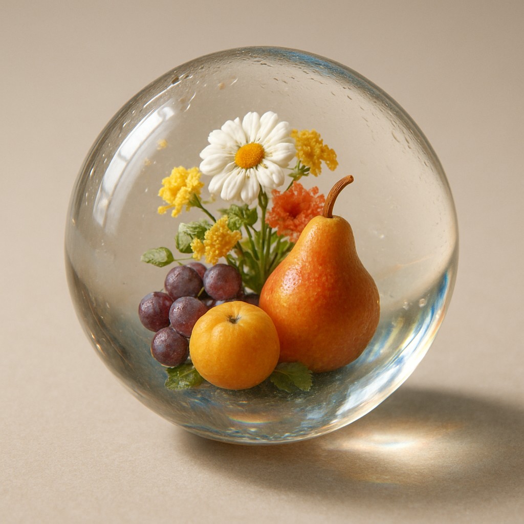 still life arrangement of fruits and flowers