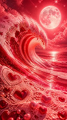 an ocean wave curling under moonlight, no people