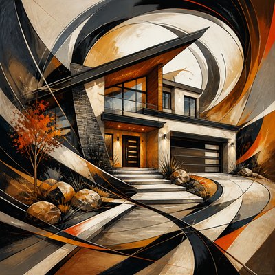 house with front view — Dynamic Composition Art Style