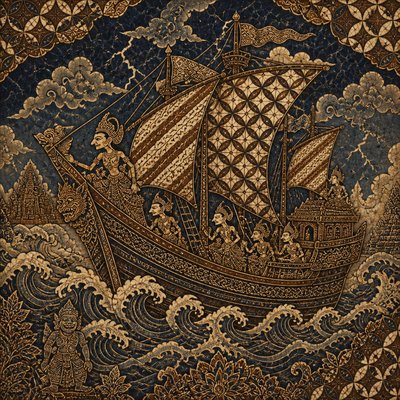 sailing ship on a stormy sea