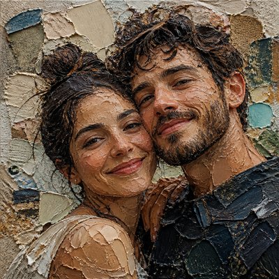portrait of two people together — Actual Texture Art Style