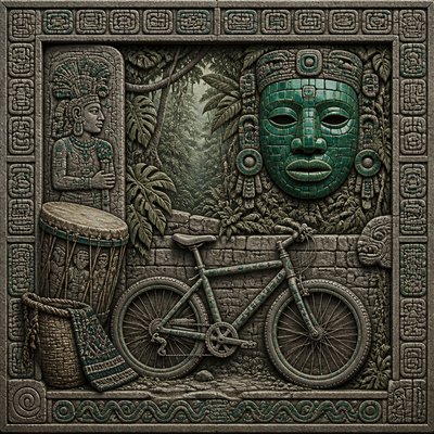 bicyle resting against a wall — Belizean Art Style