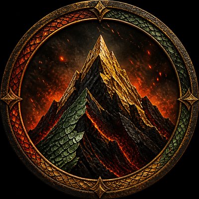 an emblem of a mountain peak inside a circle, simple bold shapes on a plain background, no text or lettering
