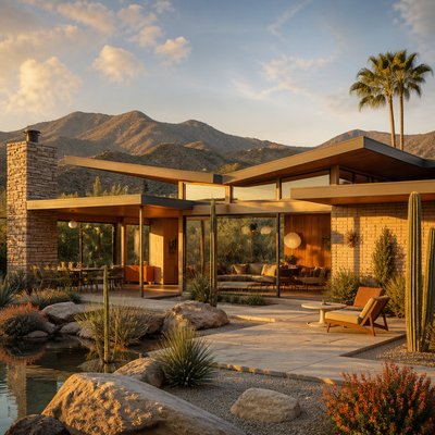 wide landscape with natural scenery — Mid-Century Modern Architecture