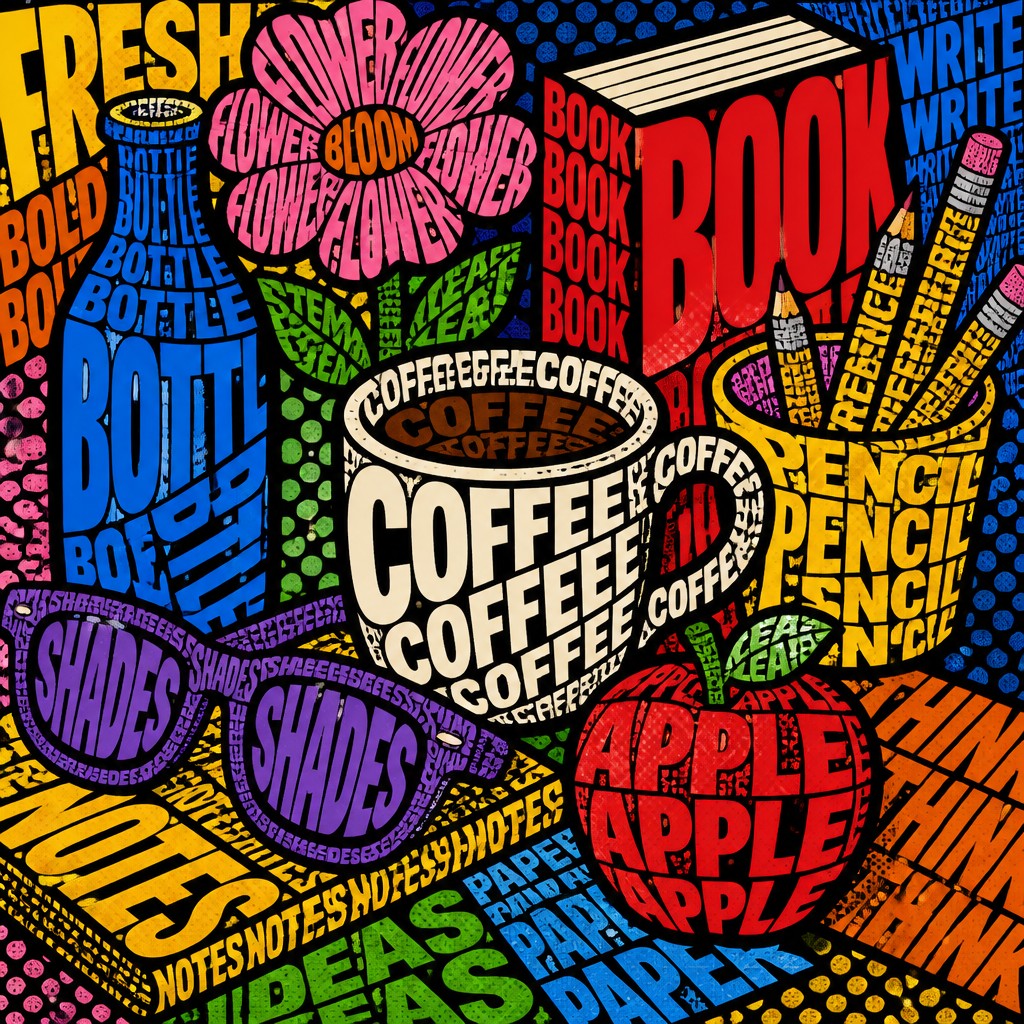 still life with everyday objects — Typography Pop Art Style