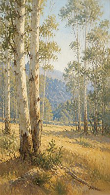 a serene birch forest in soft morning light, no people, no text
