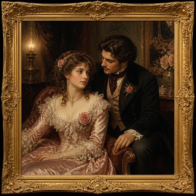 portrait of two people together — Victorian Art Style