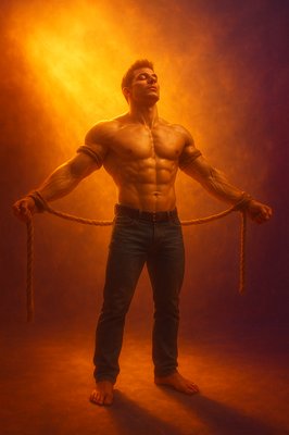 a man holding a rope in his hands