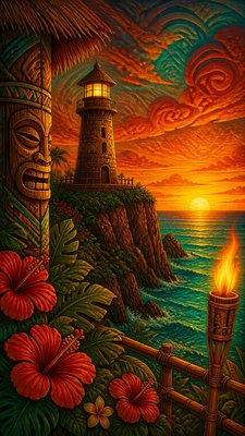 a lone lighthouse on a cliff at dusk under a dramatic sky, no text or lettering