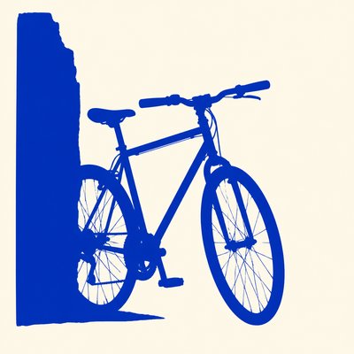 bicyle resting against a wall — Positive Space Art Style