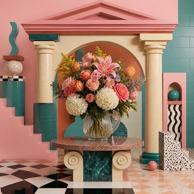 bouquet of flowers in a glass vase