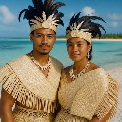 portrait of two people together — Nauruan Art Style