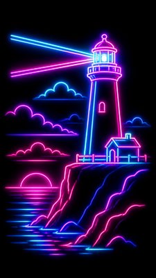 a lone lighthouse on a cliff at dusk under a dramatic sky, no text or lettering