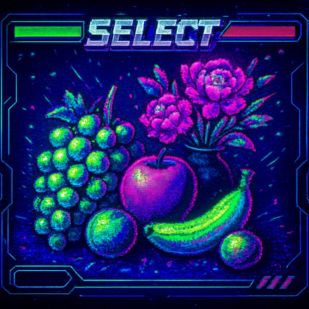 still life arrangement of fruits and flowers