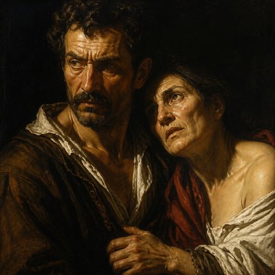 portrait of two people together — Neapolitan Baroque Art Style