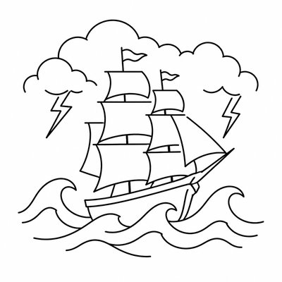 sailing ship on a stormy sea