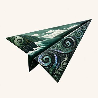 a paper plane, clean minimal composition on a plain background, no text