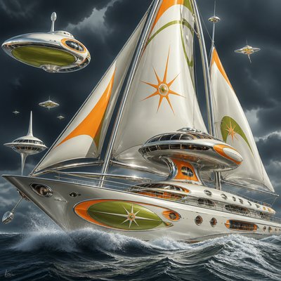 sailing ship on a stormy sea