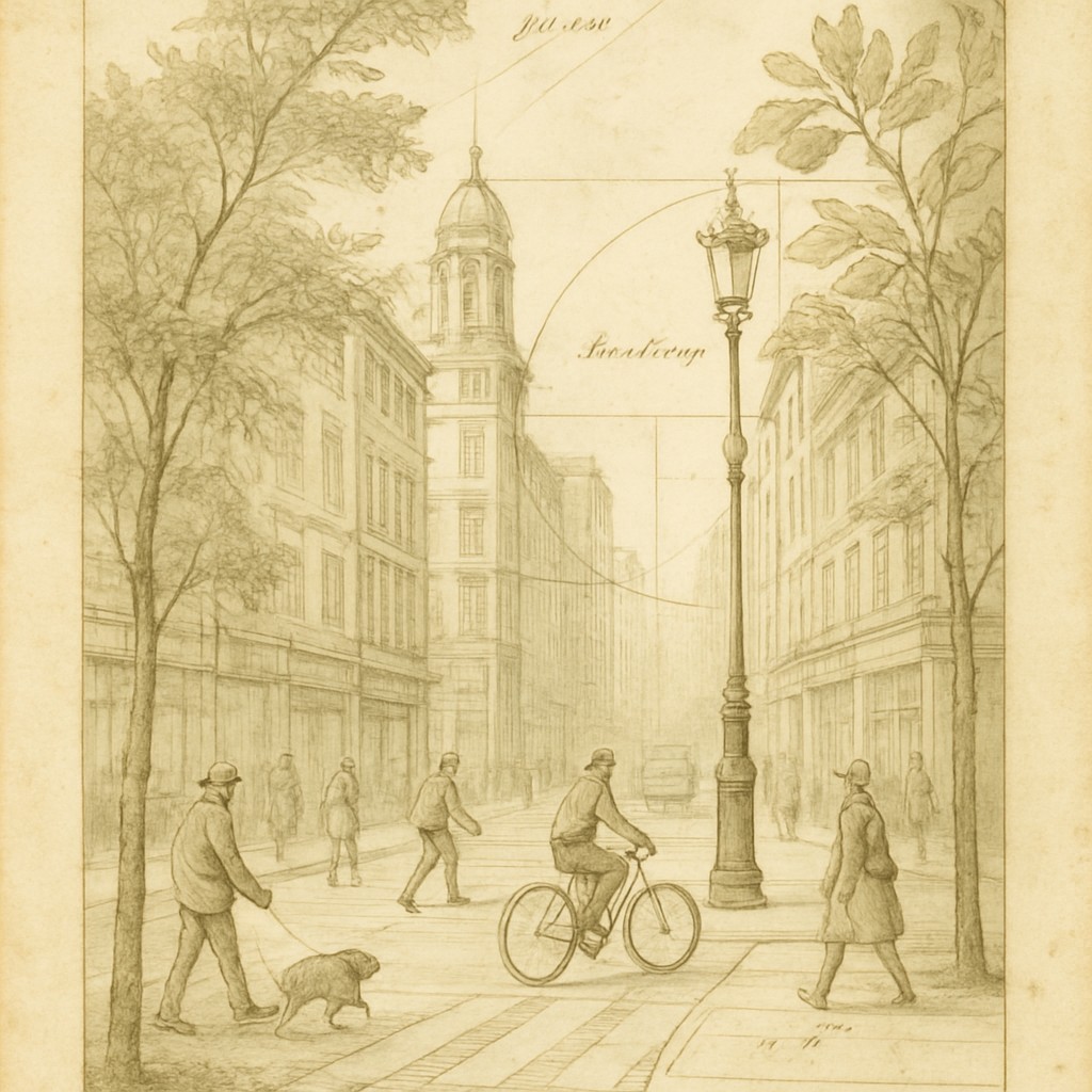 urban street with city activity