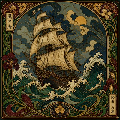 sailing ship on a stormy sea