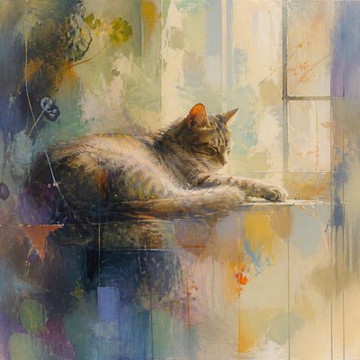 a cat lounging in a sunlit window