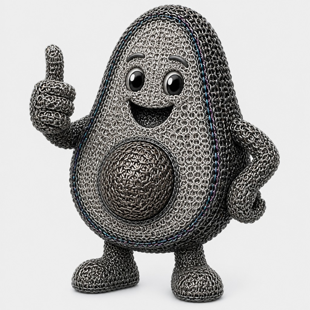 a happy avocado character giving a thumbs up, bold readable design on a plain background, no text