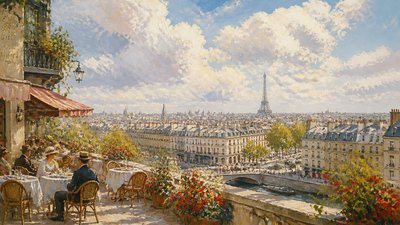 sweeping panoramic landscape with a dramatic sky