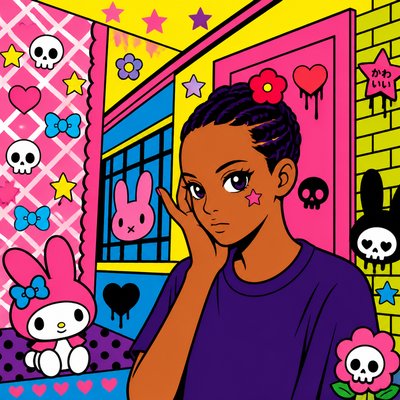 a cartoon picture of a person in a room