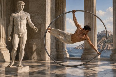 Polyclitus and greek cyr wheel acrobat