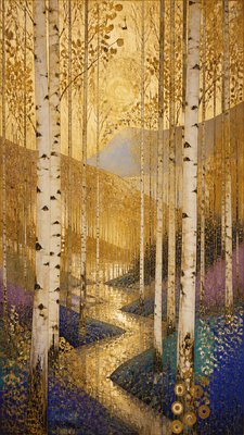 a serene birch forest in soft morning light, no people, no text