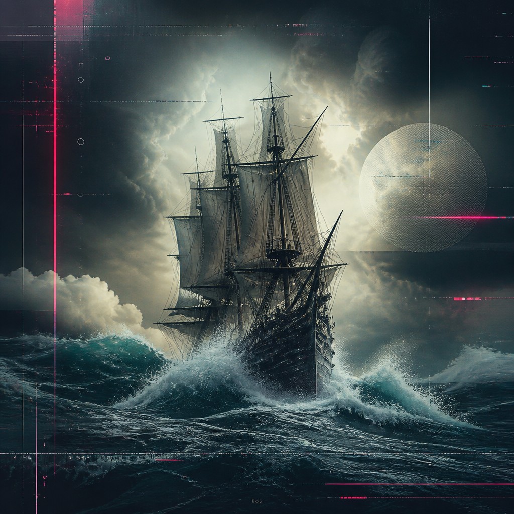 sailing ship on a stormy sea