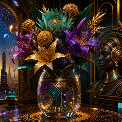 bouquet of flowers in a glass vase