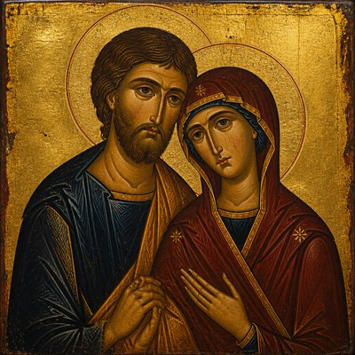 portrait of two people together — Icon Art Style