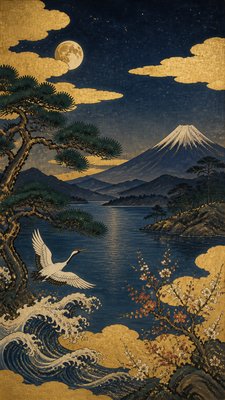 a tranquil mountain lake beneath a starry night sky, no people, no text