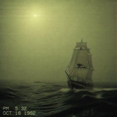 sailing ship on a stormy sea