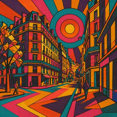 Retro Geometric Art Style Transfer Example