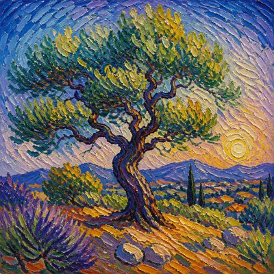 a tree in nature — Post-Impressionism Art Style