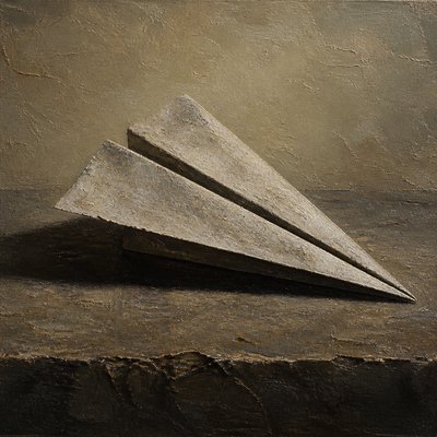 a paper plane, clean minimal composition on a plain background, no text