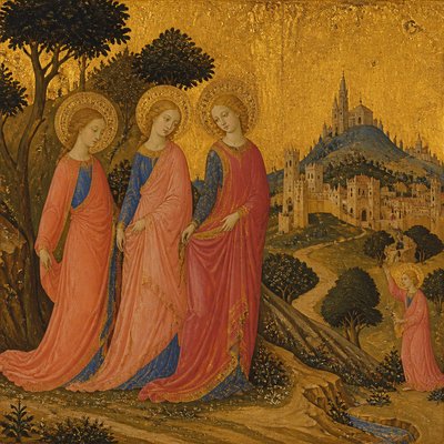 wide landscape with natural scenery — Sienese Gothic Art Style