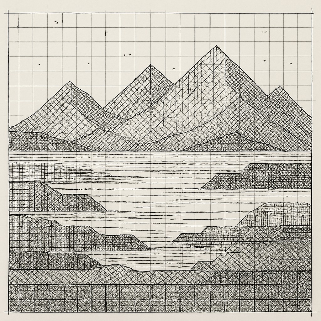 serene landscape with mountains and water