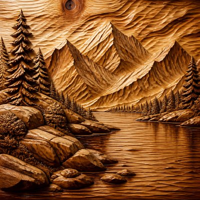 serene landscape with mountains and water