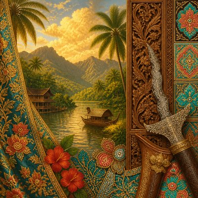 wide landscape with natural scenery — Malaysian Art Style