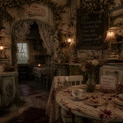 cozy cafe interior with warm lighting