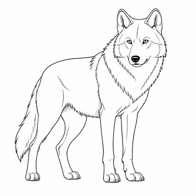 animal standing in natural pose — Line Art Style