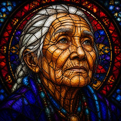close-up portrait of an elderly person with expressive weathered features